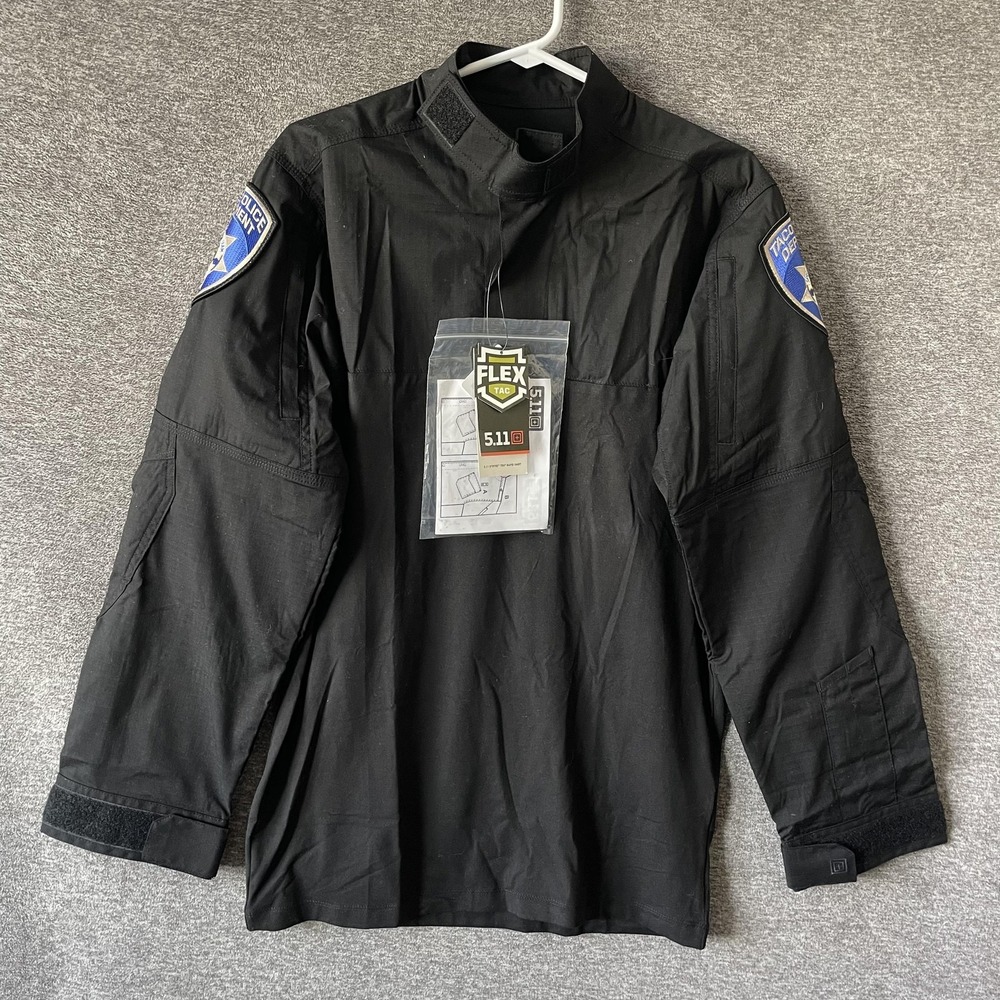 5.11 Tactical Shirt Mens Small Black Flex-Tac Stryke TDU Rapid Long Sleeve